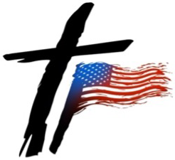 black cross with american flag